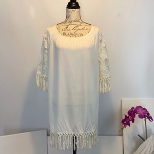 Callie MAC Woman’s White Dress  Boho Girly Cute Size Medium